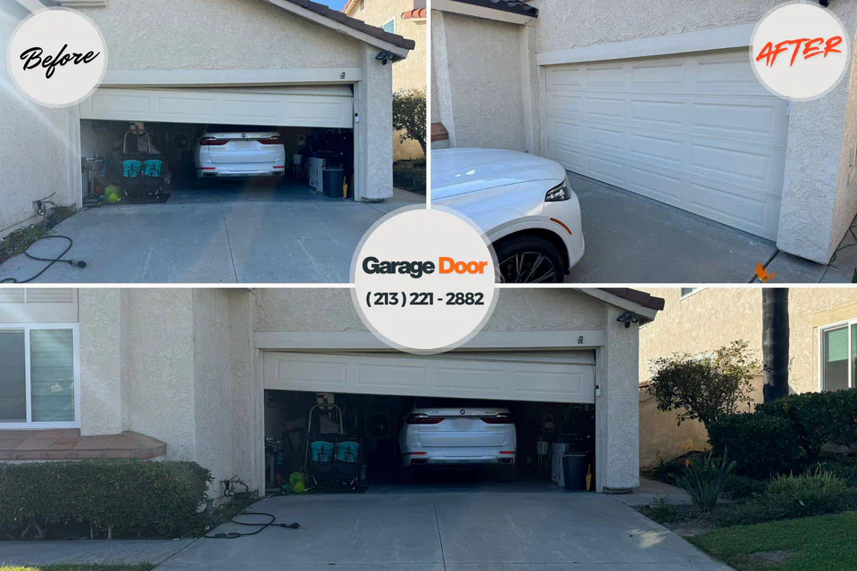 Before and after: garage door repair Hartford, IL